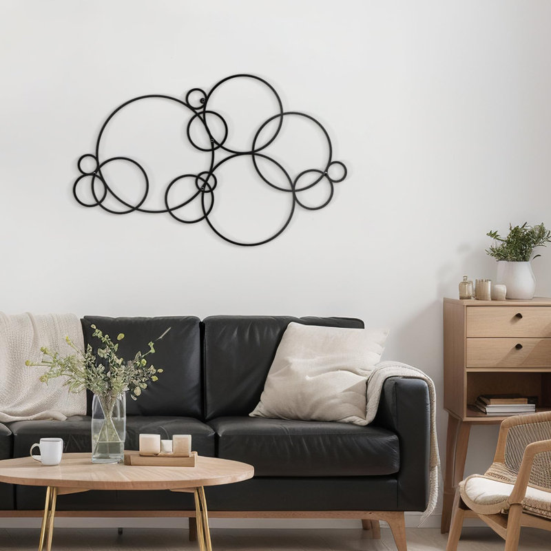 Décoration murale en métal, Noir, H 18 po x l 36 po x P 0,05 po