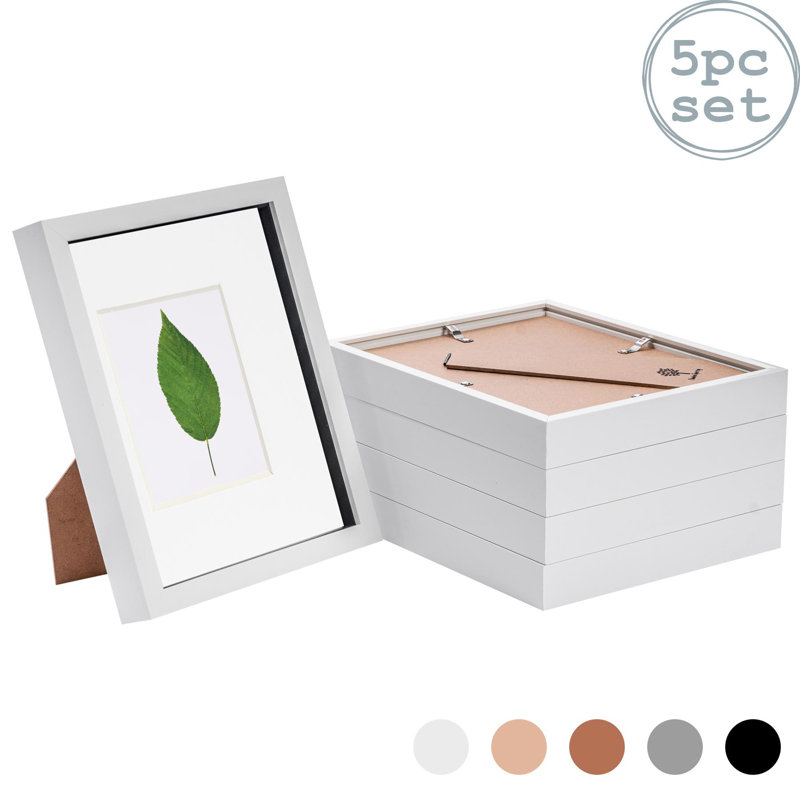 Nicola Spring - 3D Box Photo Frames - 8 x 10" with 4 x 6" Mount, White/White