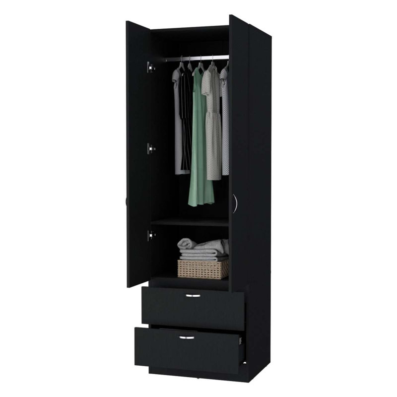 Armoire à 2 tiroirs, Noir