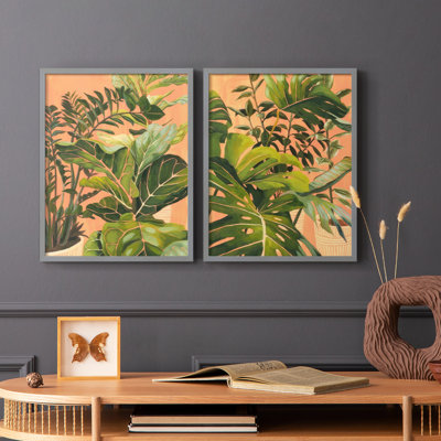 Golden Hour Greenery I - reproduction encadrée de qualité supérieure - prête à être accrochée - aucun clou requis - aucun clou requis