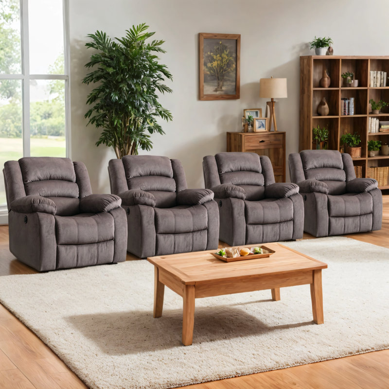 Fauteuil inclinable électrique standard de 38,6 po de largeur, ultra doux et rembourré avec accoudoirs rembourrés (ensemble de 4)