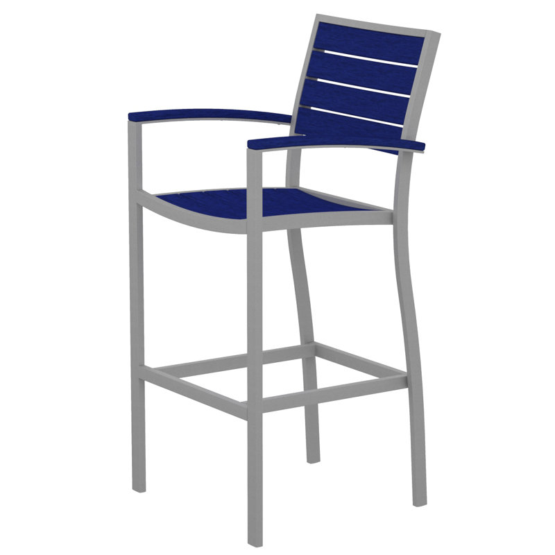 Chaise avec accoudoirs de bar POLYWOOD Euro, Bleu pacifique, Bronze texturé
