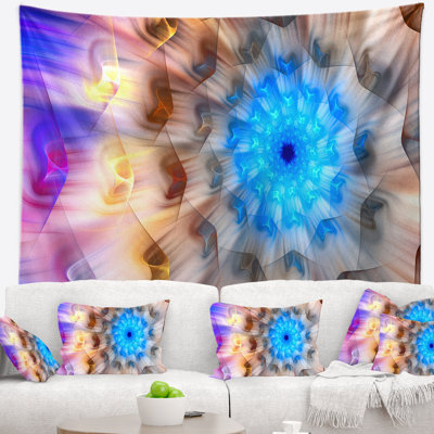 Tapisserie florale bleue avec pétales de fractale et pissenlit