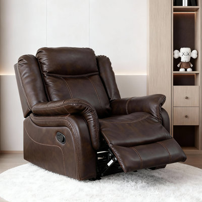 35.04'' Faux Leather Manual Glider Recliner Chair - 90°-160° Reclining, Rocking Function For Living Room