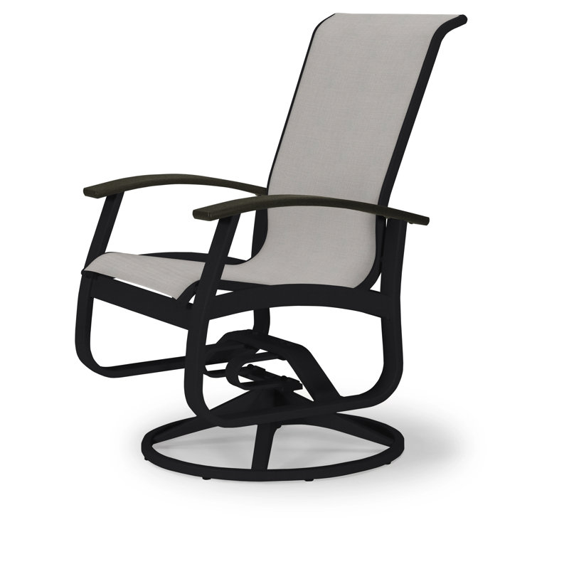 Chaise de patio pivotante Askar, Alliage Sunbrella®, Noir P70, Noir texturé