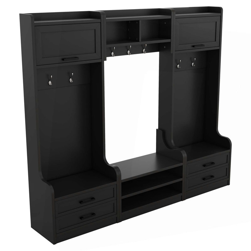 Portemanteau détachable Savanella 4-en-1 avec rangement et 7 crochets, portemanteau multifonctionnel avec tiroirs de rangement et armoire