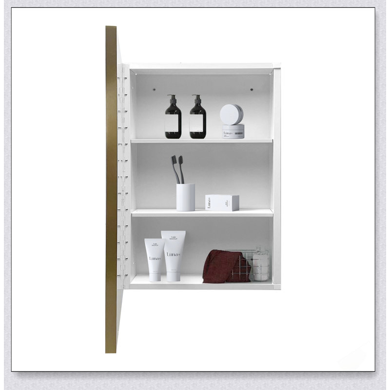 Armoire à pharmacie blanche avec miroir 16 x 28 pouces avec cadre en métal, durable et élégante pour une installation murale ou encastrée