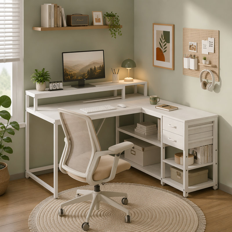 Bureau réversible en forme de L
