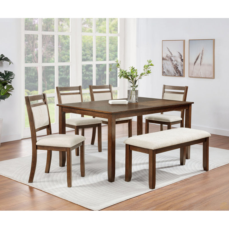 1Pc Fabric Upholstered Bench Wooden Dining Room Furniture