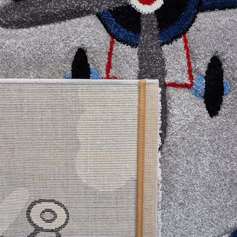 Haveman Light Gray/Red Area Rug, Rectangle 5'3" x 7'6"