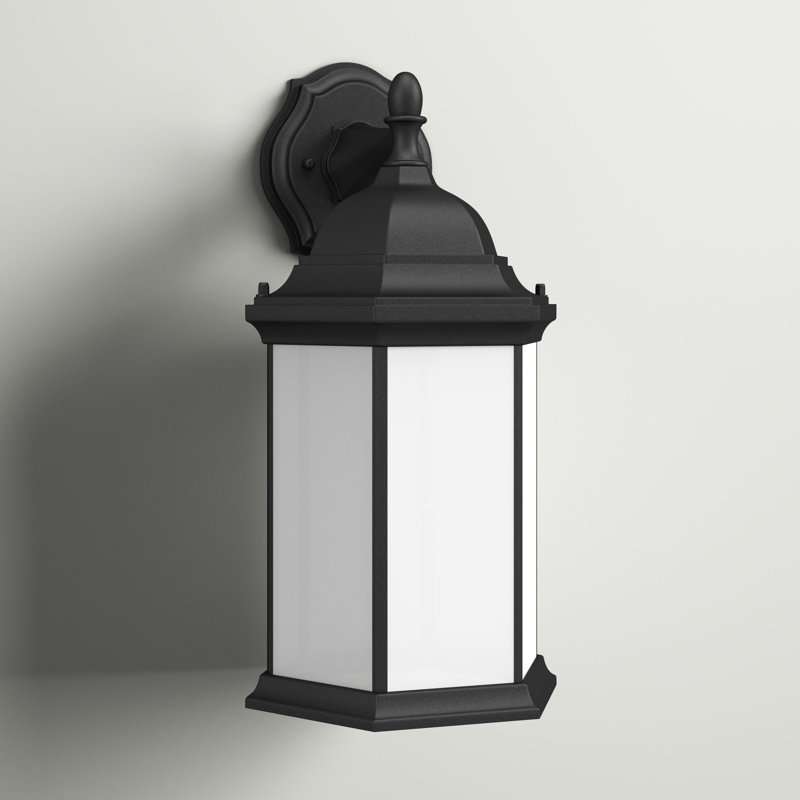 Lanterne murale d'extérieur Sevier , Non, Noir avec abat-jour givré, H 12,5 po x l 6,5 po x P 6,5 po