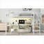 Lit mezzanine avec rangement peu encombrant pour la chambre à coucher, construction classique en métal blanc, grand lit avec espace de travail intégré