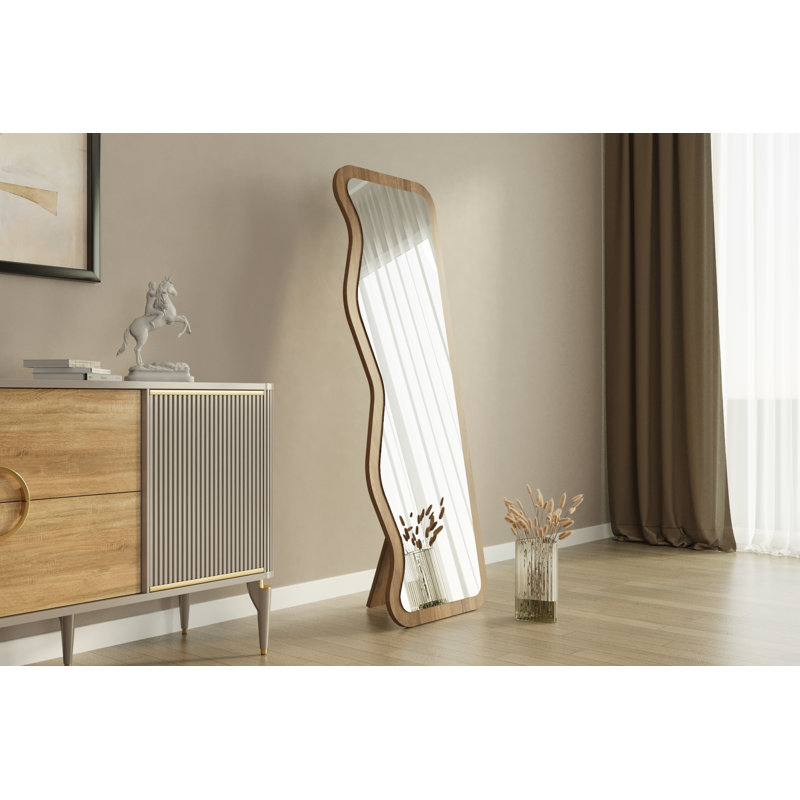 Bisou Wavy Wall Mirror, Brown