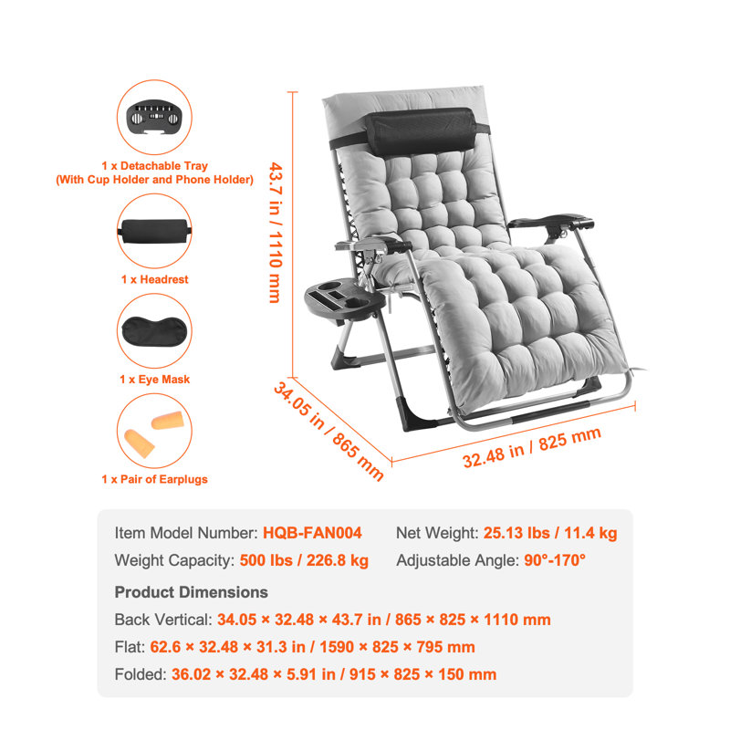 Single Chaise, Grey, 94cm H x 81.3cm W x 15.2cm D