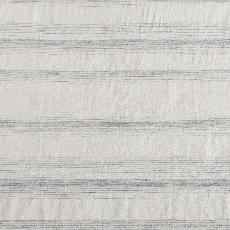 Queen Off-White Cotton Striped Duvet Cover Set