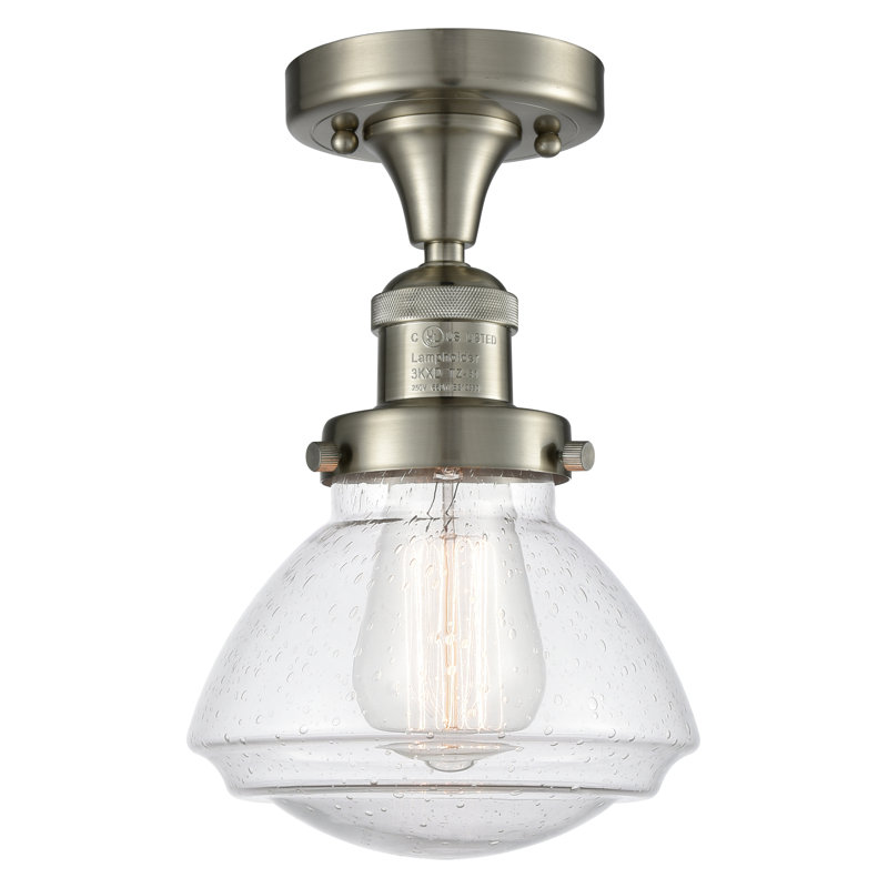 Plafonnier semi-encastré 1 lumière 6,75 po Chesterville, Ampoule non incluse, Grainé, Nickel satiné brossé