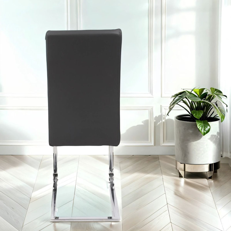 Cordoba Faux Leather Dining Chair With Silver Legs, Grey, 1