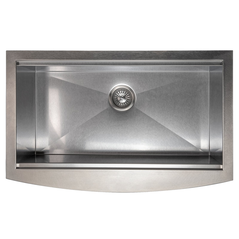 DuraSnow® ZLINE 33" Moritz Farmhouse Apron Mount Single Bowl Fingerprint Resistant Stainless Steel Kitchen Sink with Bottom Grid and Accessories