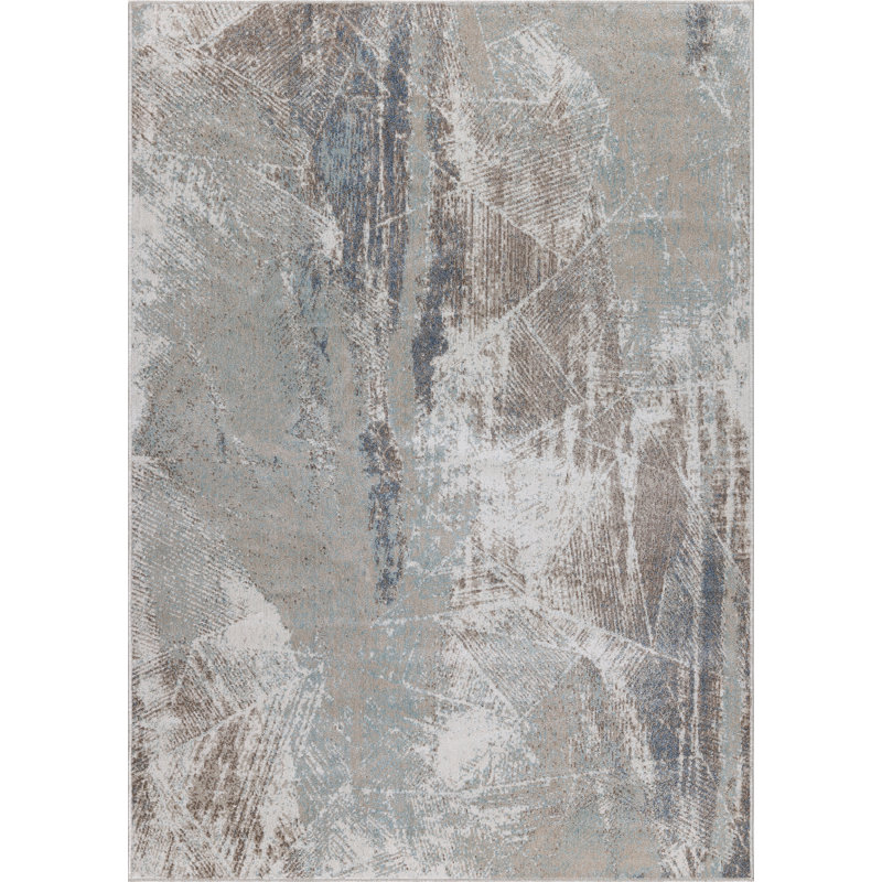 Machine Washable Cooper Beige/Blue Rug, Rectangle 10' x 14'
