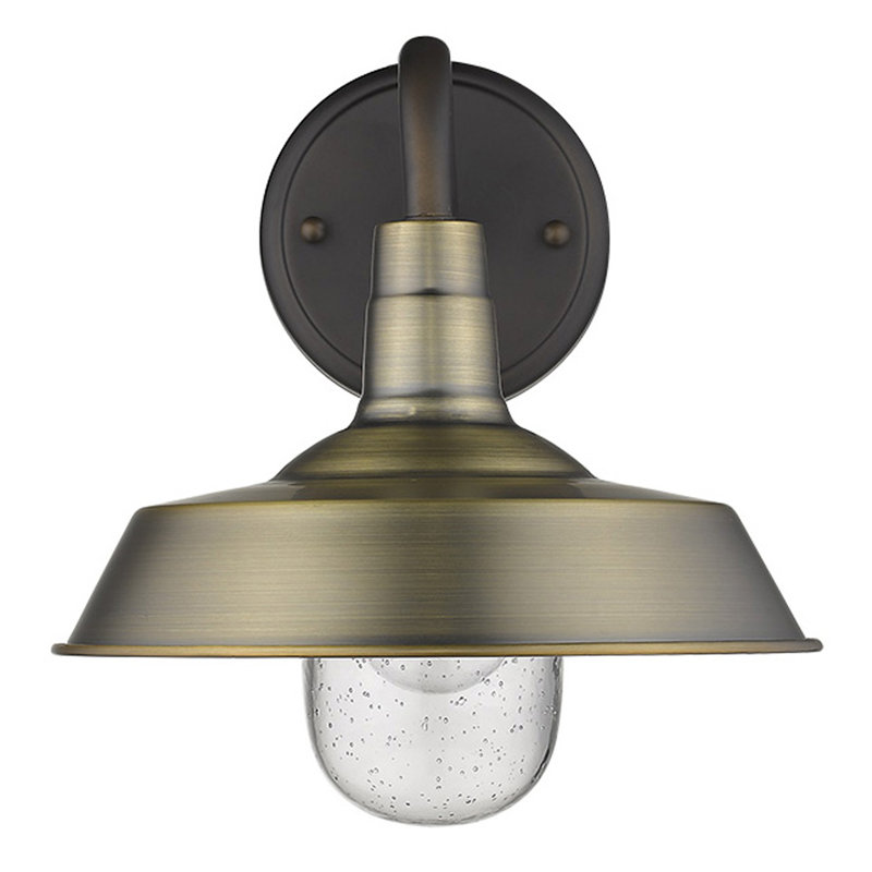 Luminaire de grange d'extérieur H 10,5 po Sussman, Laiton antique
