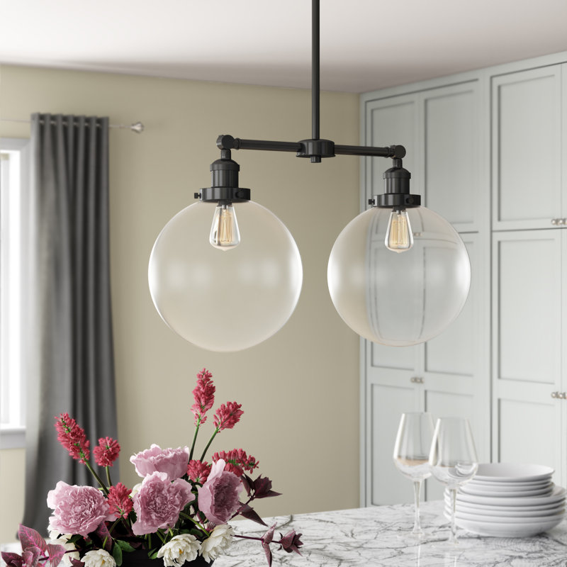 Oliver 2 - Light Kitchen Island Pendant, Oil Rubbed Bronze, Clear