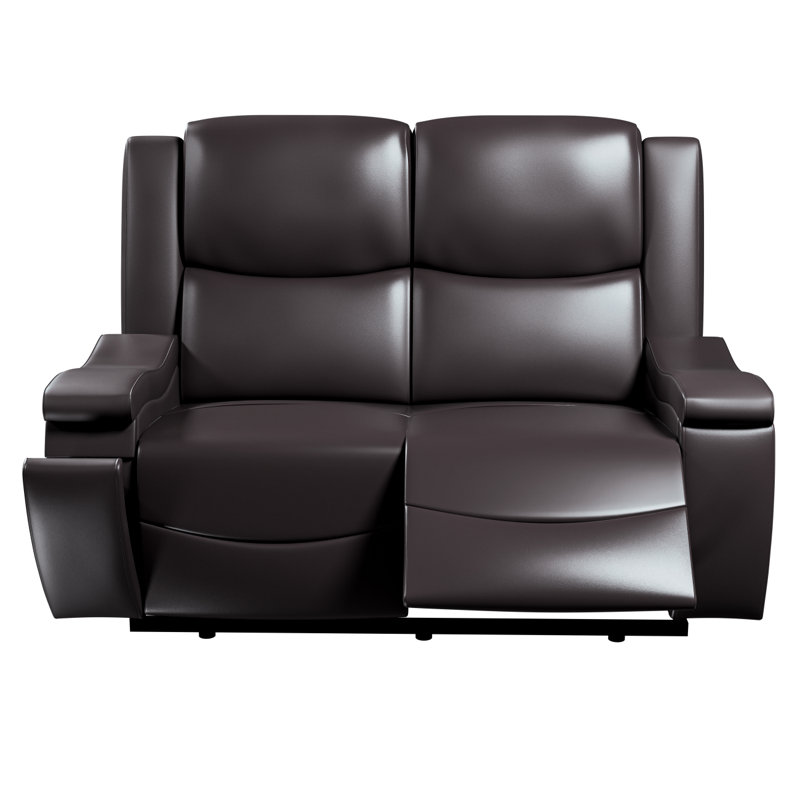Recliner Loveseat PU Leather Recliner Sofa Oversized Recliner Modern Sofa Convertible Sofa, Espresso