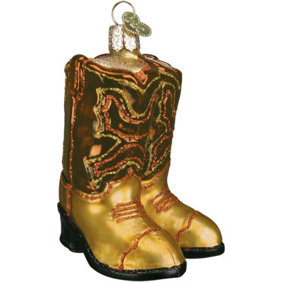 Old World Christmas Glass Ornament, Brown/Tan Pair Of Cowboy Boots