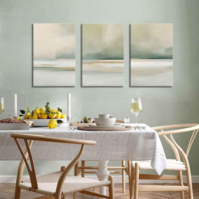 3Pcs Sage Green Canvas Wall Art Modern Neutral Abstract Wall Decor Pictures Minimalist Green Tan Posters Prints For Living Room Bedroom Home Decoration, 16X24in