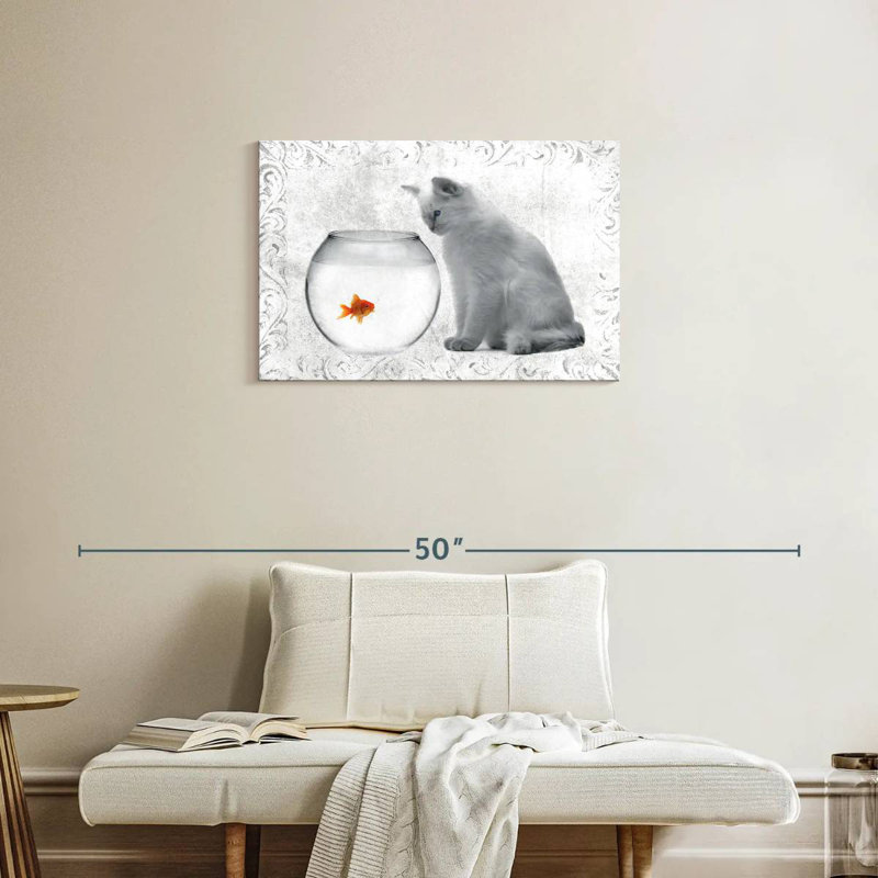 Goldfish And Cat, 20" H x 30" W