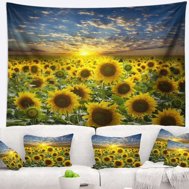 Tapisserie du domaine du tournesol floral, H 50 po x l 60 po