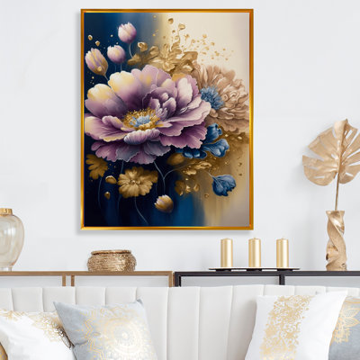 Fleurs mauves et bleues à l'aquarelle III - Impression sur toile