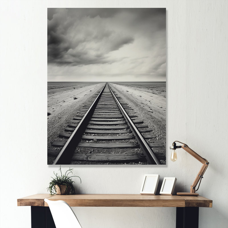 Minimalisme au pays des merveilles, train sur rail, impression sur toile, H 20 po x l 12 po x P 1 po, Toile tendue