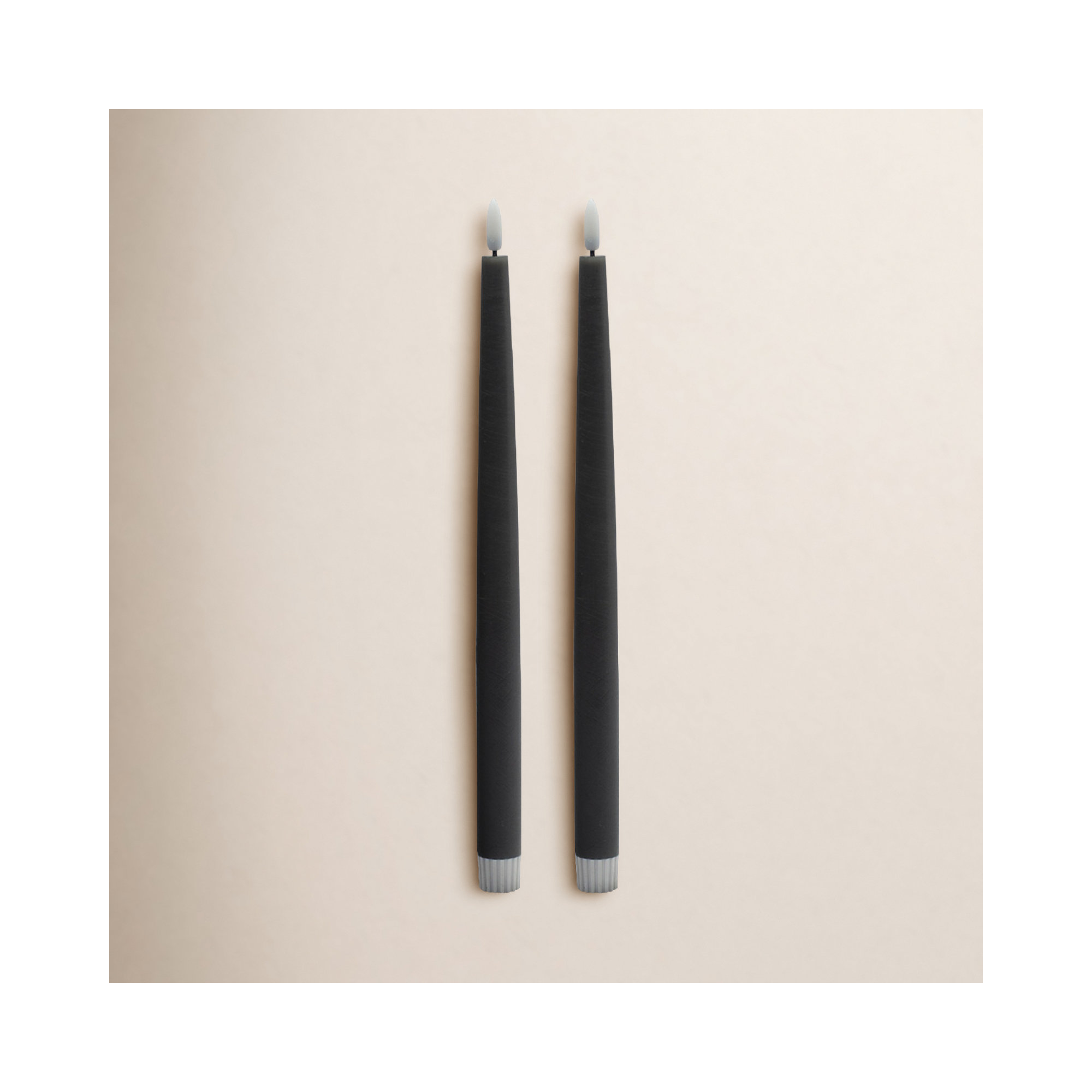 2 Pc Tall Flameless Taper Candle, Black