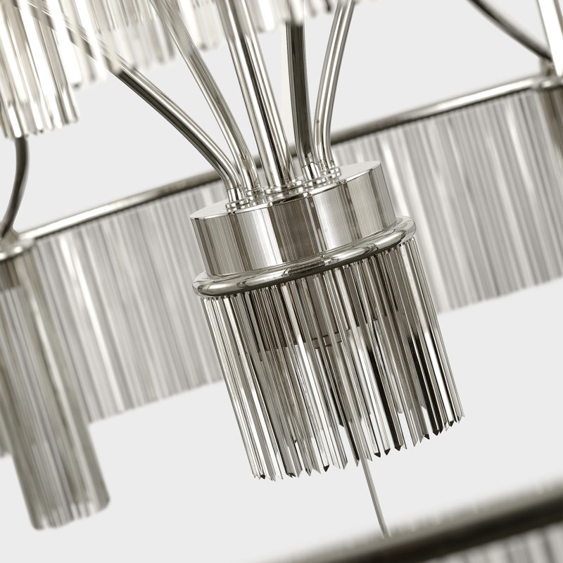 Sutton 50" Three Tier Chandelier, Polished Nickel