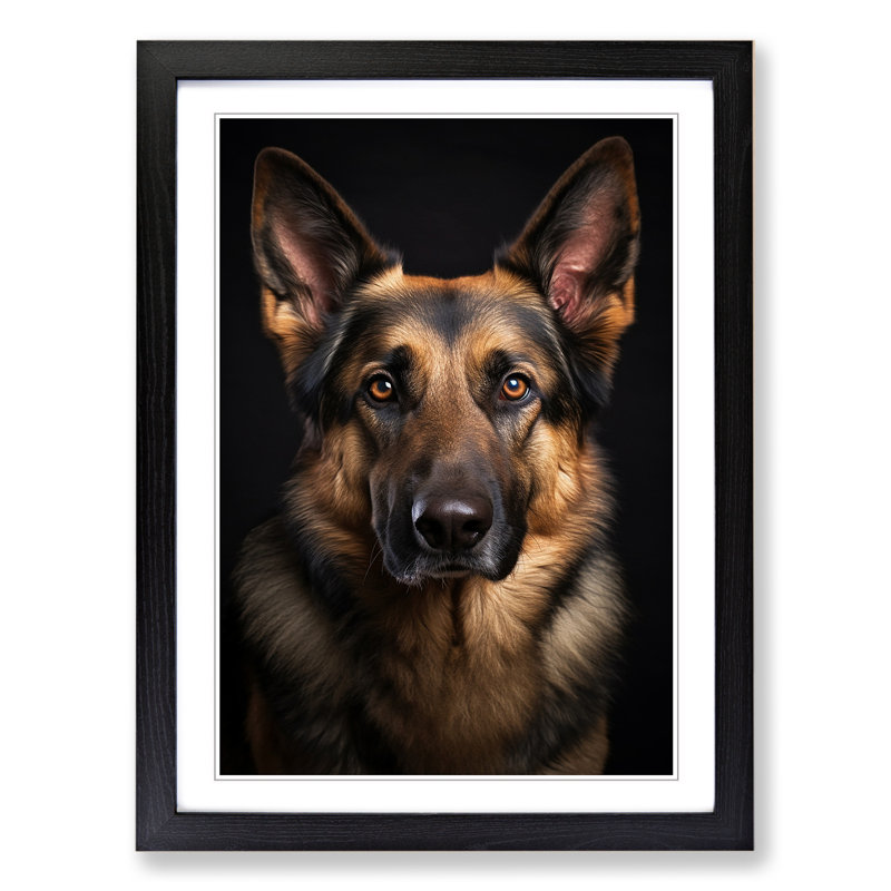 German Shepherd Classicism - Framed Print, Black Framed, 46cm H x 34cm W