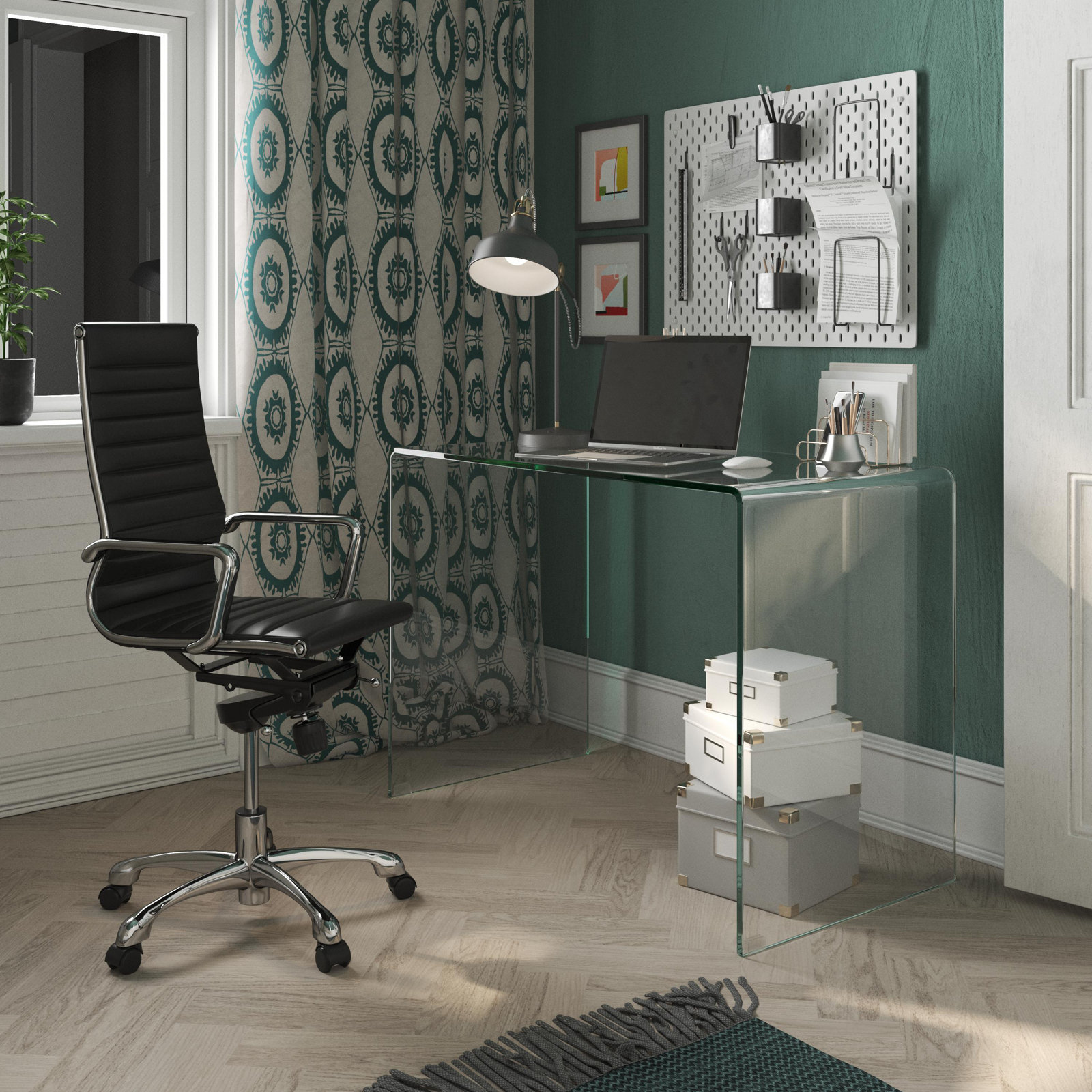 50" Writing Desk, Clear, 30" H x 43.29" W x 21.69" D