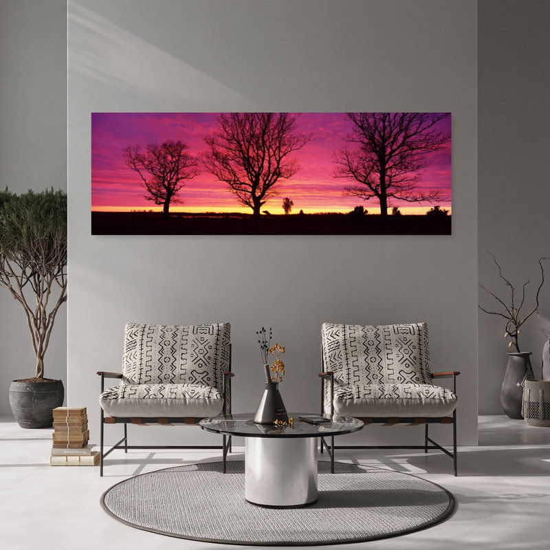 Oak Trees Sunset Sweden 1 Piece Wrapped Canvas Panoramic Wall Art, 50.8 cm H x 152.4 cm W