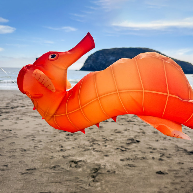 40-Inch Orange Polyester Seahorse 3D Windsock