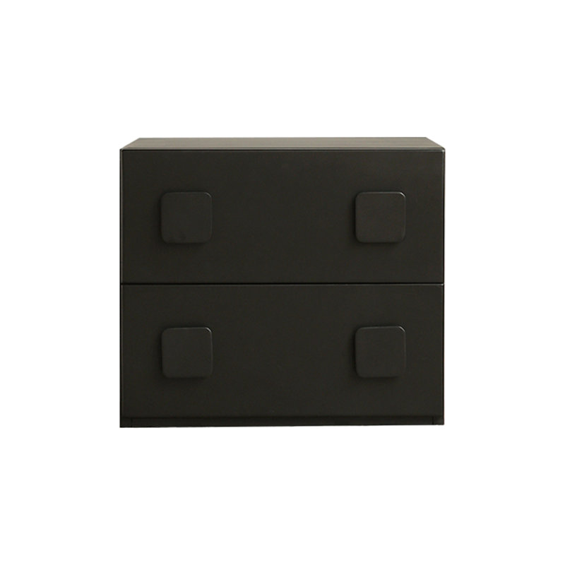 22.8"W Solid Oak Stackable Nightstand, Cabinet, Black Rubberwood, Set of 2, Square Handle