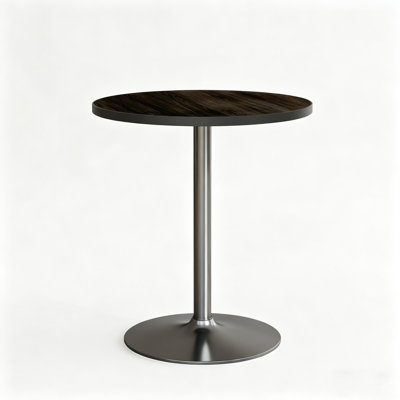 Table de salle à manger ronde 27,6 pouces avec plateau en grain de bois noir et base en métal, table de cuisine compacte moderne pour petits espaces, pour 2 à 4 personnes