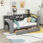 Lit de jour en bois avec tablettes, tiroirs, station de charge, DEL et bureau-2041810266-2041810261