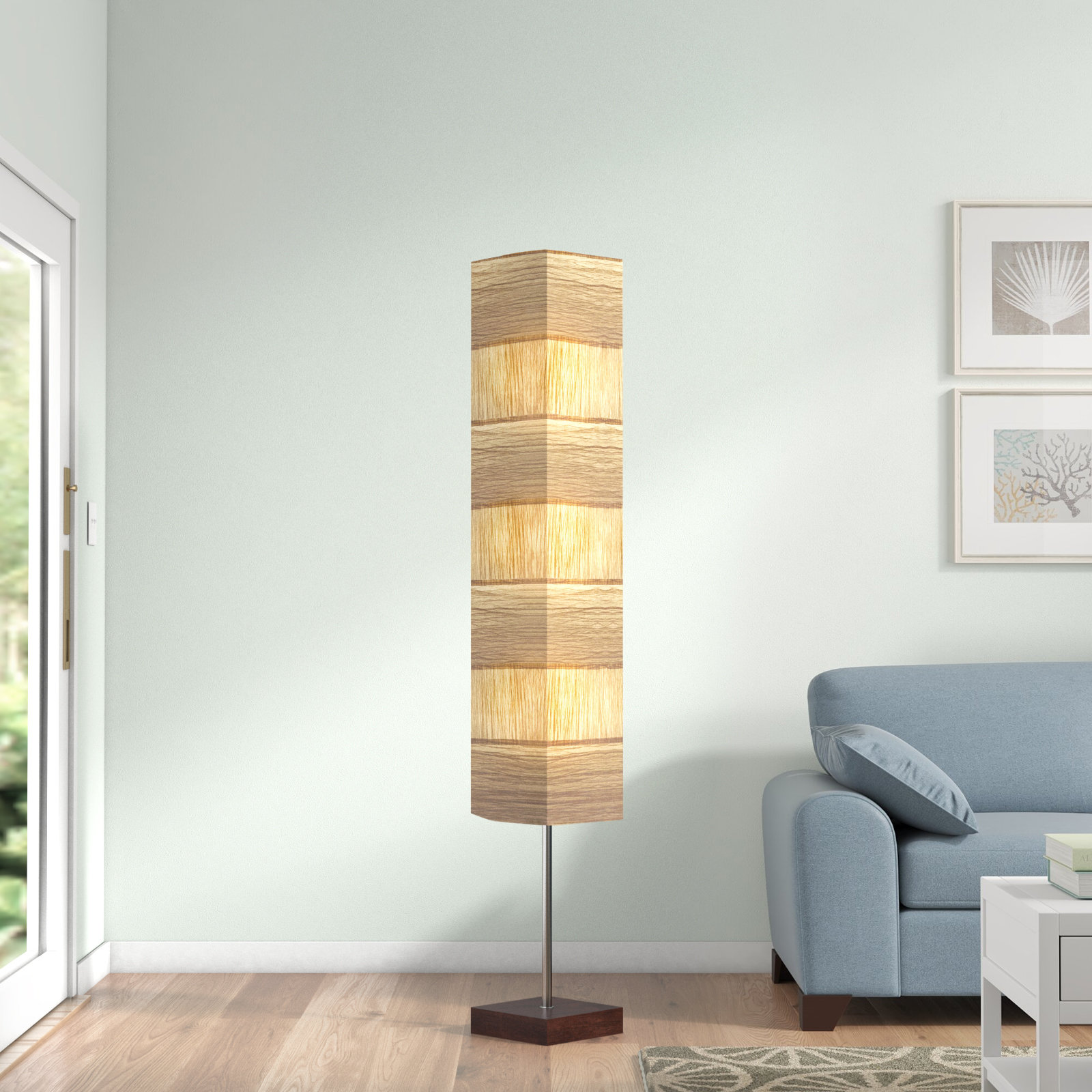 Beachcrest Home Zana 72'' Walnut Wood Column Floor Lamp & Reviews | Wayfair