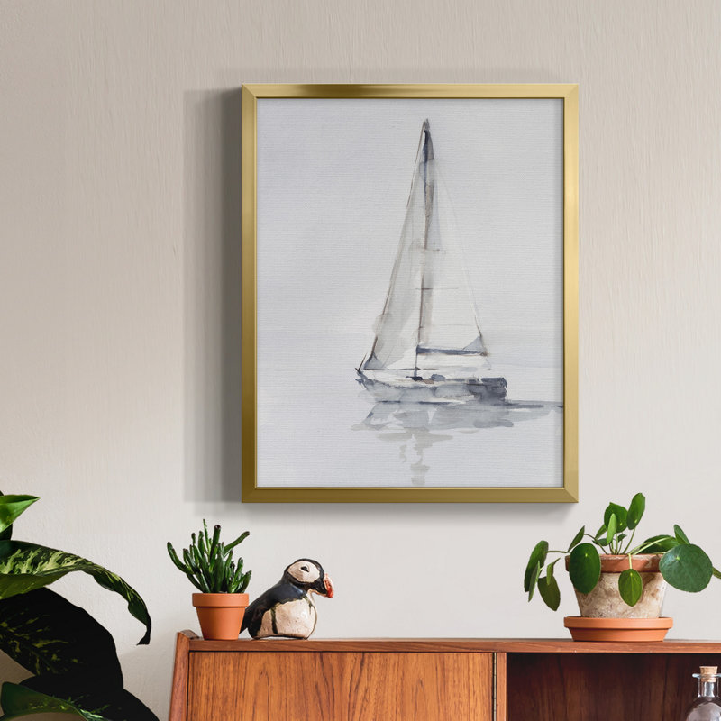 Misty Harbor I - Toile encadrée de qualité supérieure - prête à être accrochée