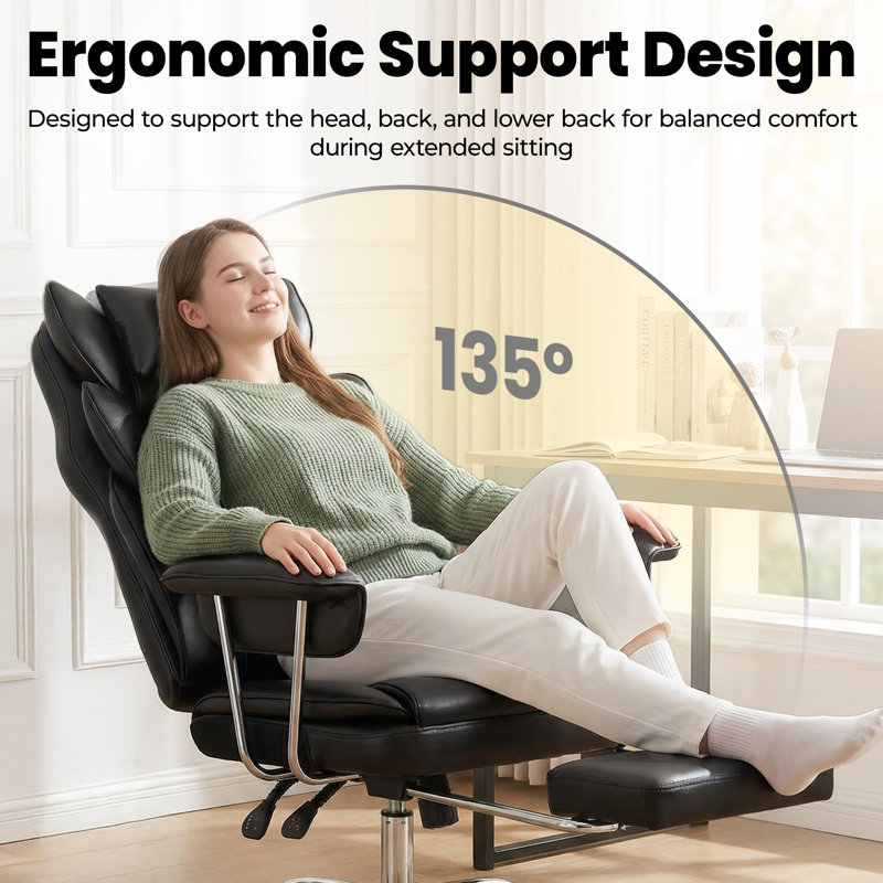Aero Big and Tall Ergonomic Gaming & Executive Office Chair with Footrest, Pocket Spring Cushion, Reclining, 400 lb Capacity, PU Leather