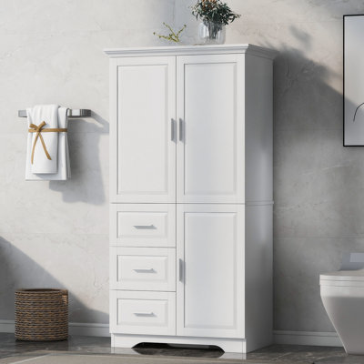 Tall And Wide Storage Cabinet White Pantry White Bathroom Cabinet White Storage Cabinet by GZMWON