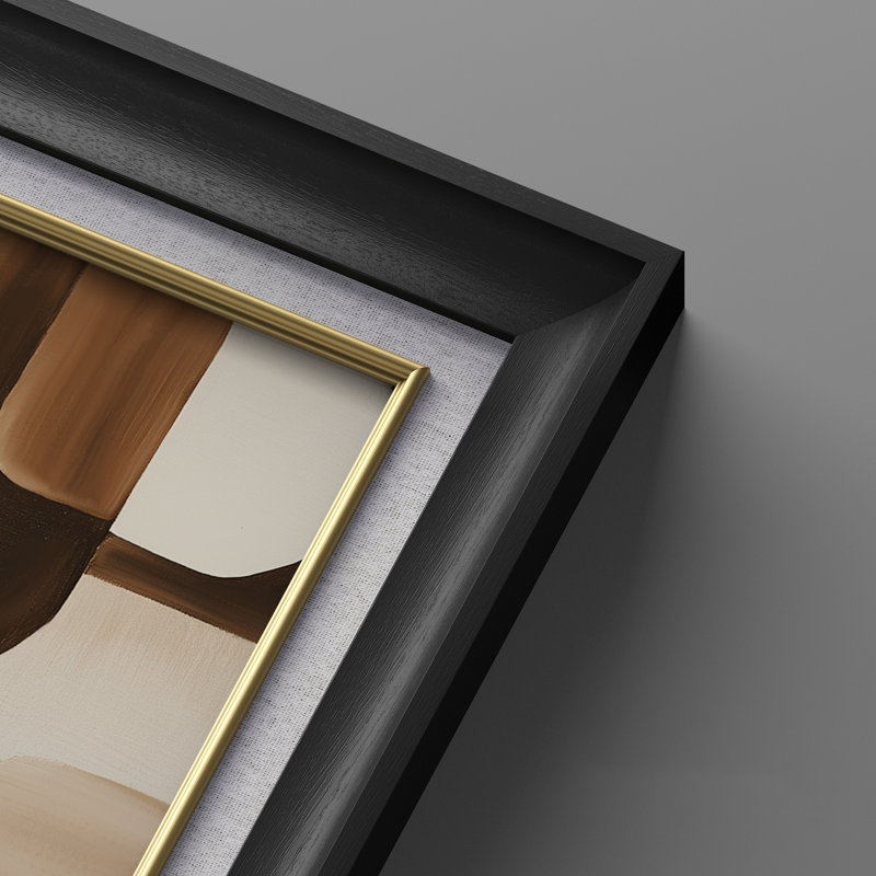 «Modern Modern Brown and Beige Geometric Abstract Artwork», ensemble de 2 reproductions d'art encadrées de qualité supérieure sur papier 26 po x 36 po