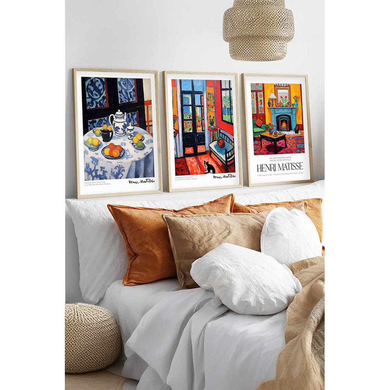 Ensemble de 3 panneaux décoratifs élégants en panneau de fibres à densité moyenne de 19,7 po x 27,6 po | Cadre 100% bois massif (épaisseur: 0,8 po) | Élégante décoration intérieure, parfaite pour la décoration de salon et de bureau