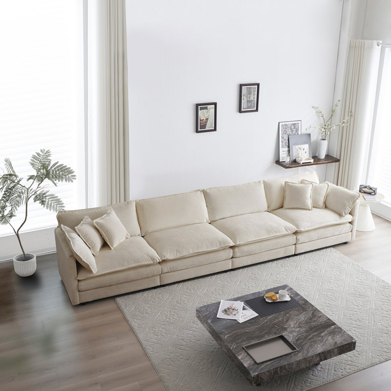 Sofa, 4 Seater Sofa, Chenille Sofa, For Living Room, Light Coffee