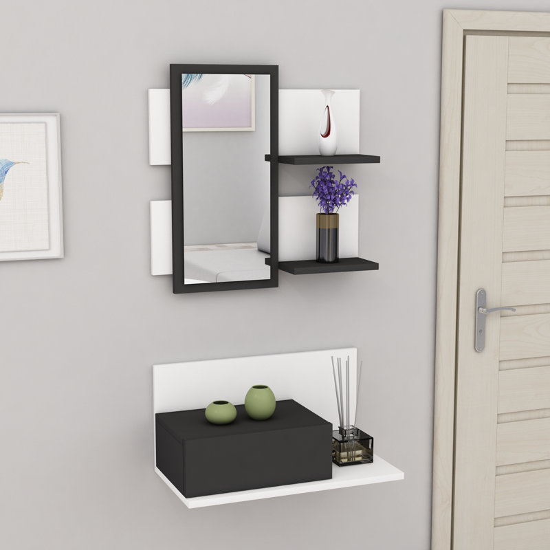 Emmitte Mirror, White & Anthracite