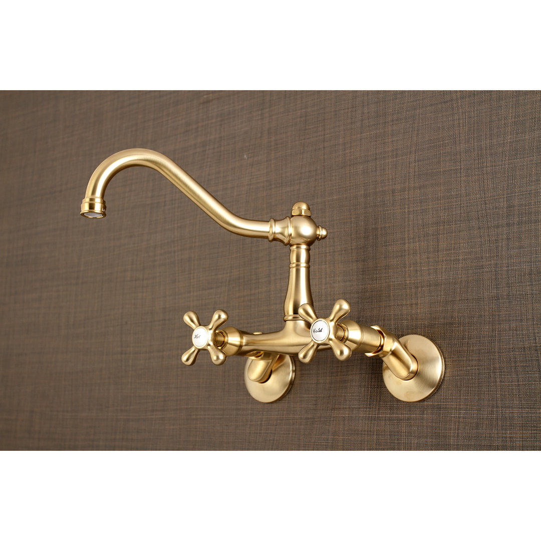 Kingston Brass Vintage Double-Handle 2-Hole Wall-Mount Bridge Kitchen Faucet Kingston Brass 